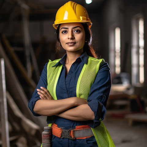 Indian woman construction worker at work