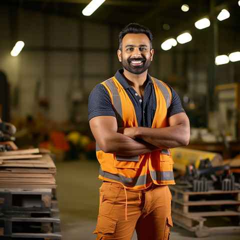 Indian mason working on a blurred background