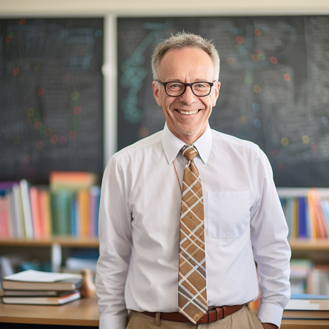 Smiling professor at work