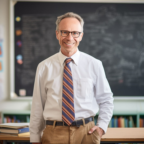 Smiling professor at work