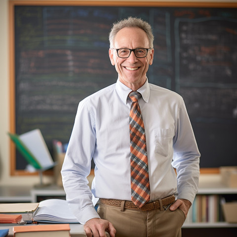 Smiling professor at work