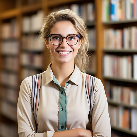 Smiling female librarian working