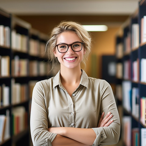 Smiling female librarian working