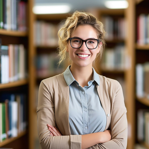 Smiling female librarian working