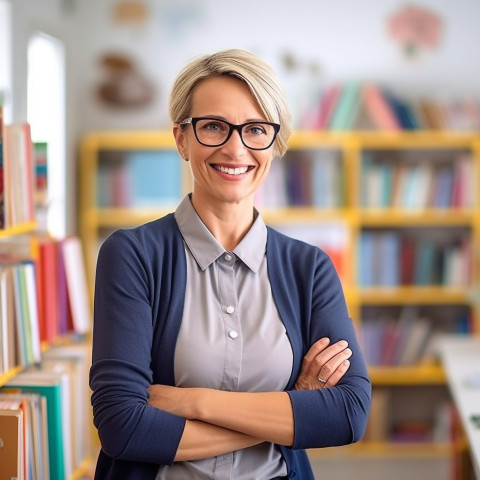 Kindergarten teacher smiling at work