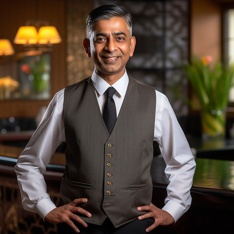 Confident Indian concierge at work Confident Indian concierge at work