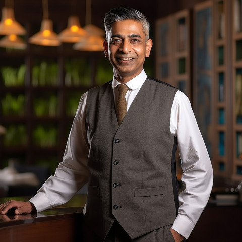 Confident Indian concierge at work Confident Indian concierge at work