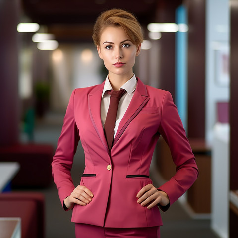 Professional concierge woman working on blurred background Professional concierge woman working on blurred background