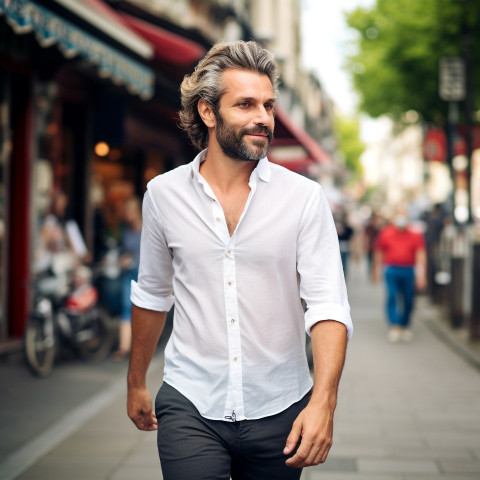 Stylish man discovers citys vibrant culture