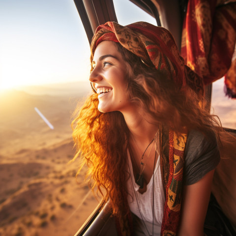 Tourist enjoys breathtaking hot air ride