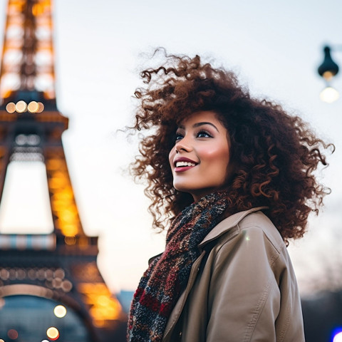 Tourist admiring Eiffel Tower in Paris