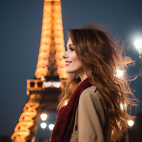 Tourist admiring Eiffel Tower in Paris