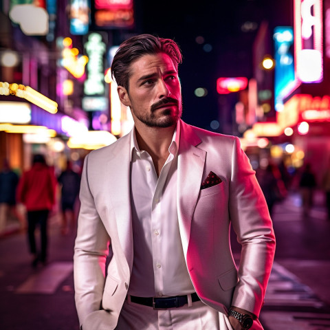 Stylish man enjoying the nightlife of a big city