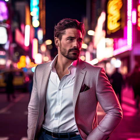 Stylish man enjoying the nightlife of a big city