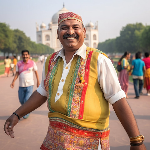 Friendly Indian tour guide smiling at work