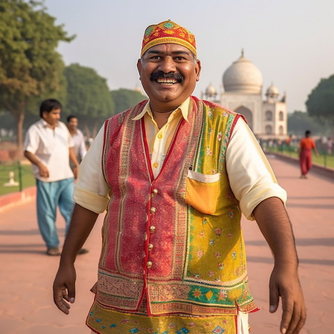 Friendly Indian tour guide smiling at work