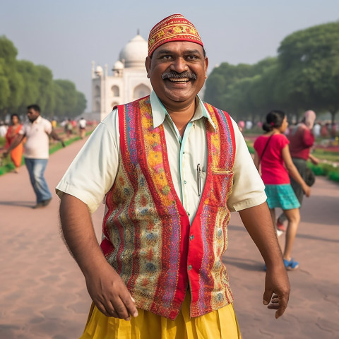 Friendly Indian tour guide smiling at work