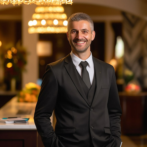 Concierge smiling on blurred background