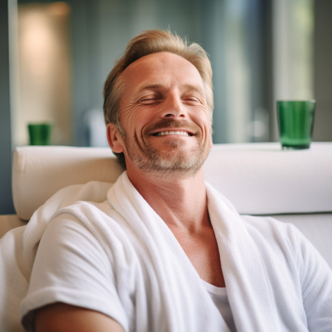 Man getting pampered at a luxurious spa