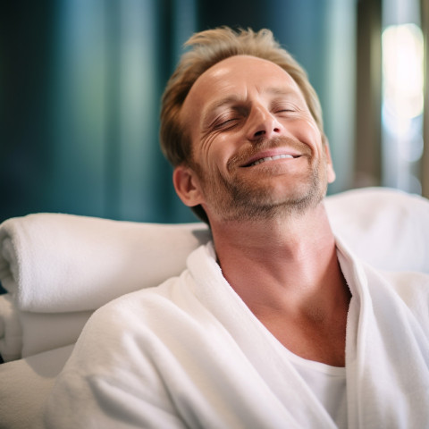 Man getting pampered at a luxurious spa