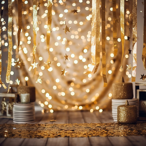 Sparkly party decorations and streamers