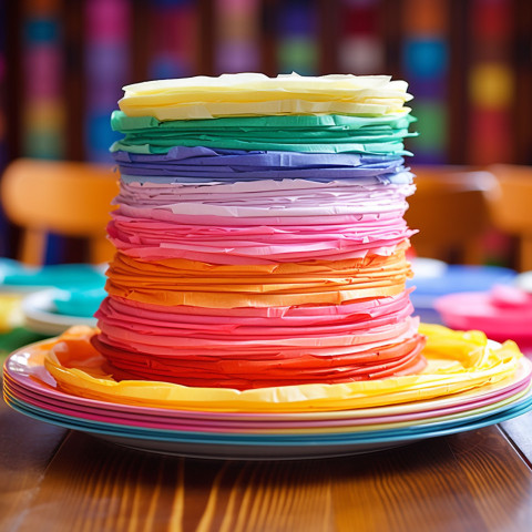 Colorful paper plates and napkins