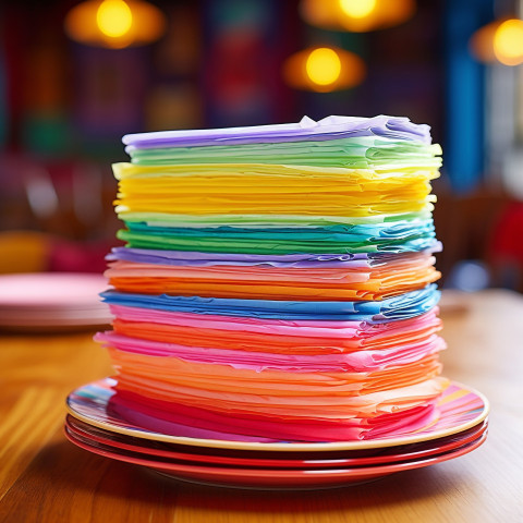 Colorful paper plates and napkins