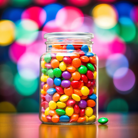 Candy jar filled with vibrant sweets