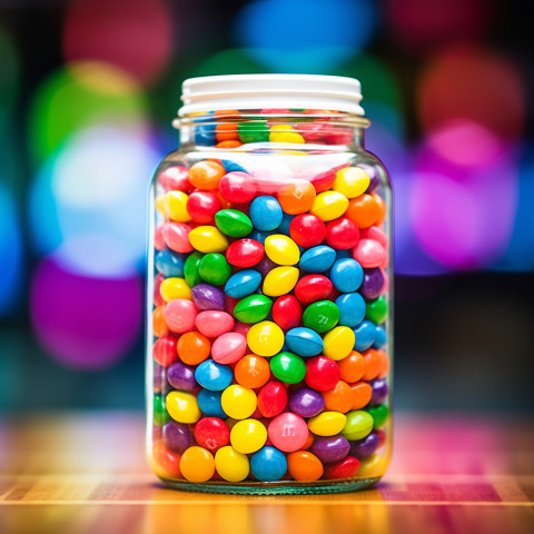 Candy jar filled with vibrant sweets