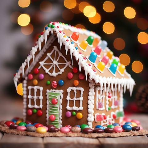 Christmas gingerbread house decked with candy