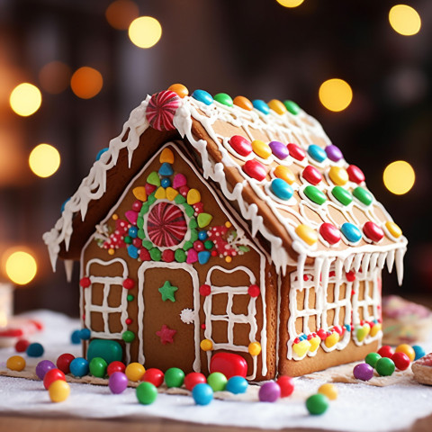 Christmas gingerbread house decked with candy