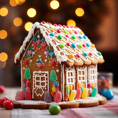 Christmas gingerbread house decked with candy