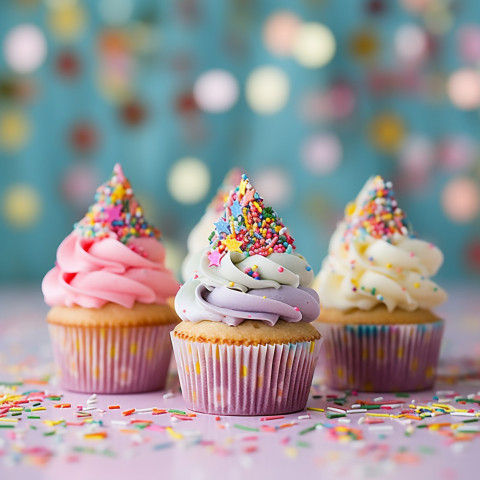 Cupcakes with festive toppers