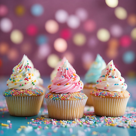 Cupcakes with festive toppers