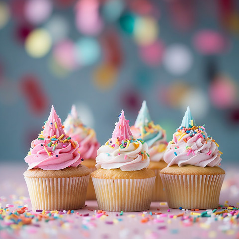 Cupcakes with festive toppers