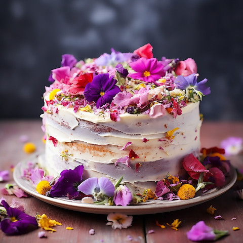 Floral cake with edible blooms