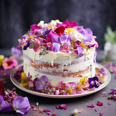 Floral cake with edible blooms