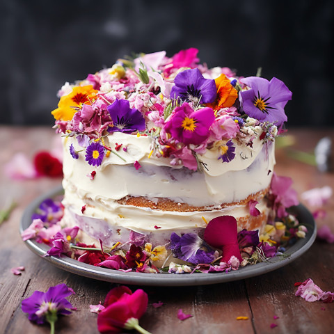 Floral cake with edible blooms