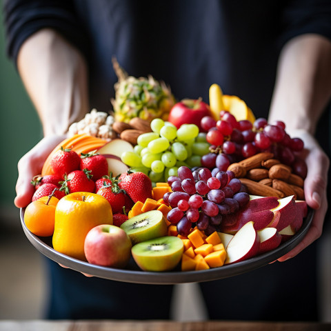 Colorful and delicious fruit platter presentation