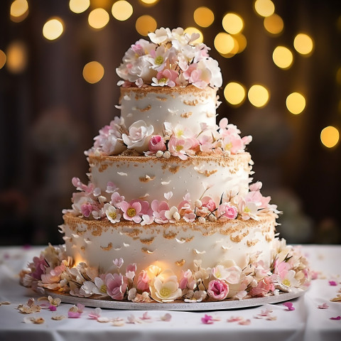 Elegant wedding cake with intricate details