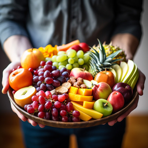 Colorful and delicious fruit platter presentation