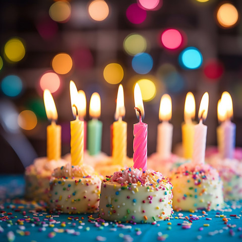 Bright festive birthday candles