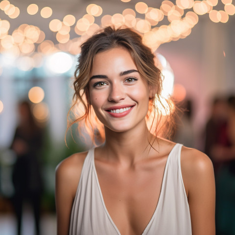 Stunning woman with a radiant smile at a special occasion