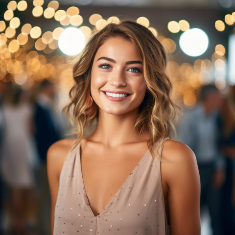 Stunning woman with a radiant smile at a special occasion