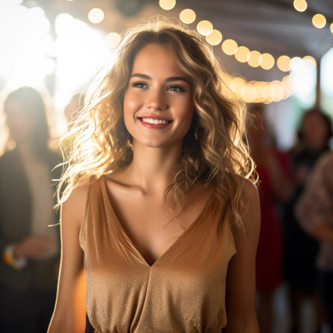 Stunning woman with a radiant smile at a special occasion