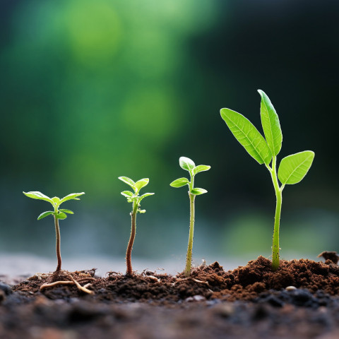 Thriving plants at all stages showing growth potential