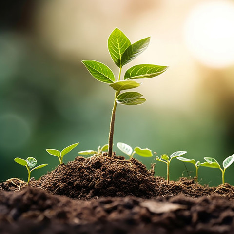 Thriving seedling symbolizing financial success