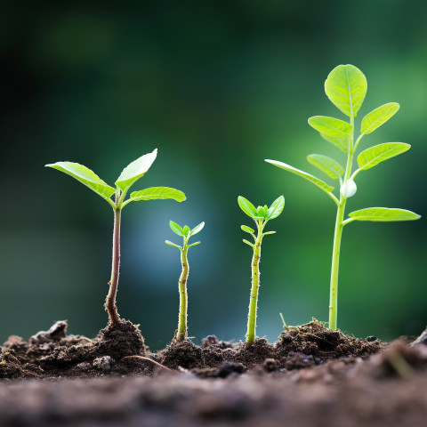 Thriving plants at all stages showing growth potential