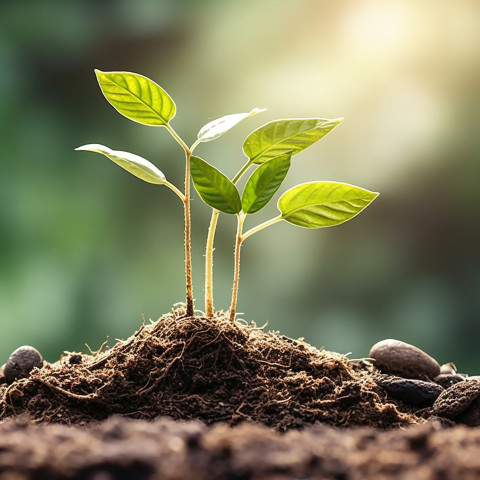 Thriving seedling symbolizing financial success