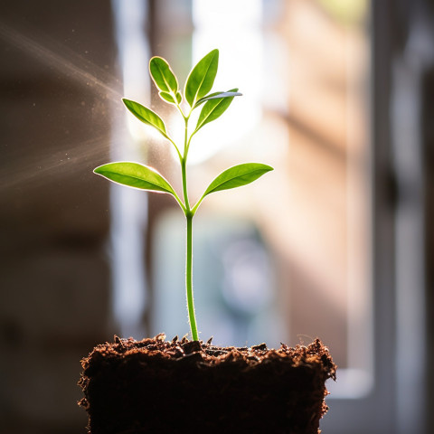 Green grow up in plant room shows growth